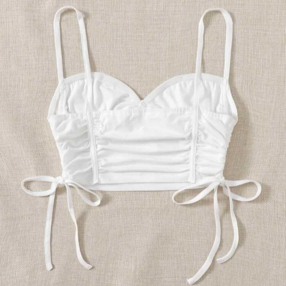 Drawstring Ruched side crop tank top - Picture 2 of 3